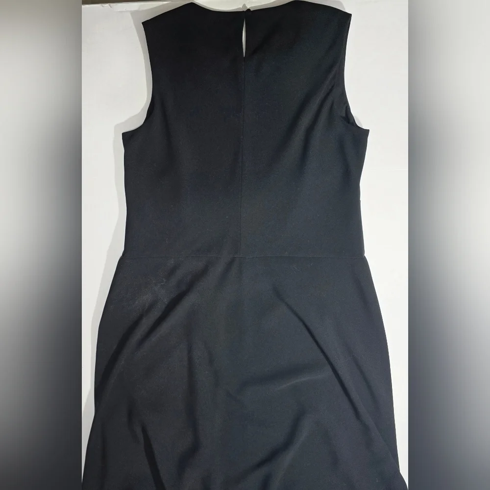 Talbots 12 Elegant Black Sleeveless Dress Ruffled Bottom & Crepe Staple Piece - Picture 10 of 13